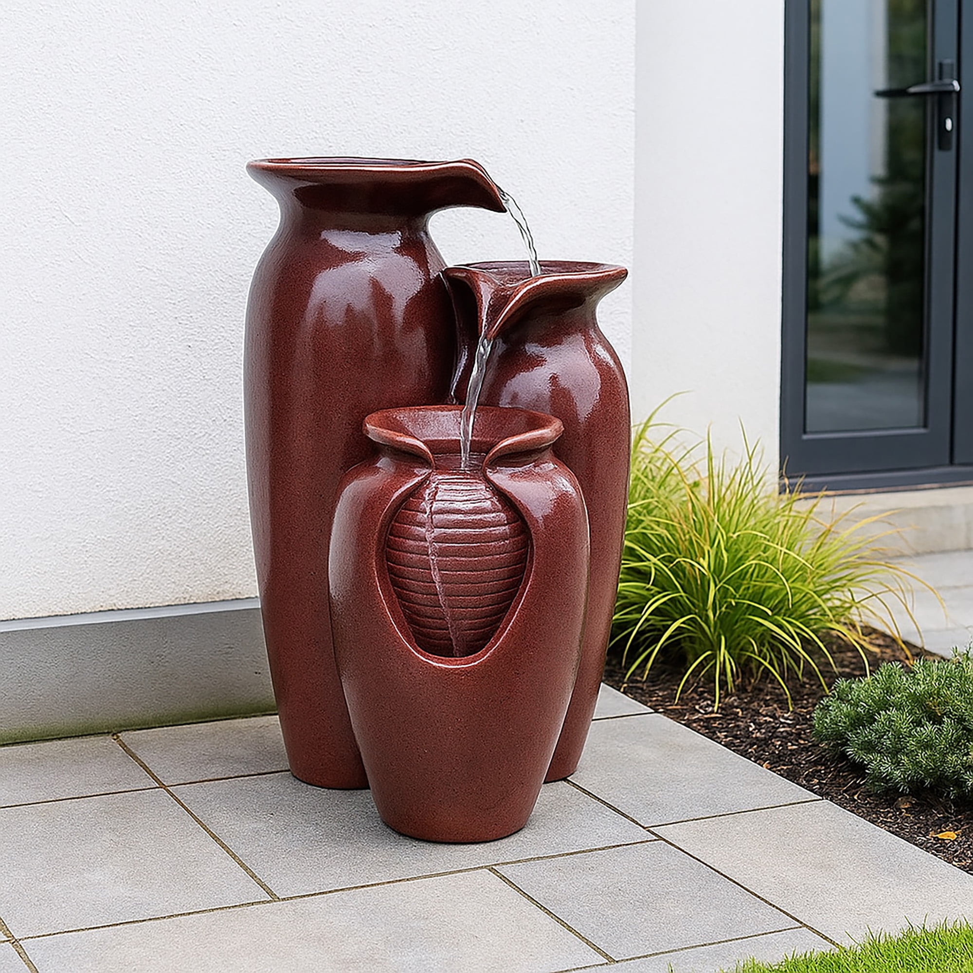 Teamson Home 3-Tier Cascading Jars Outdoor Water Fountain