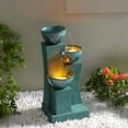 thumbnail image 1 of Teamson Home 3-Tier Cascading Outdoor Water Fountain with LED Lights, Green, 1 of 15