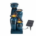 thumbnail image 1 of Teamson Home Outdoor 4-Tier Cascading Bowl Solar Water Fountain with LED Lights, Blue, 1 of 10