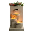 thumbnail image 1 of Teamson Home 3-Tier Cascading Outdoor Water Fountain with Planter & LED Lights, Natural, 1 of 13