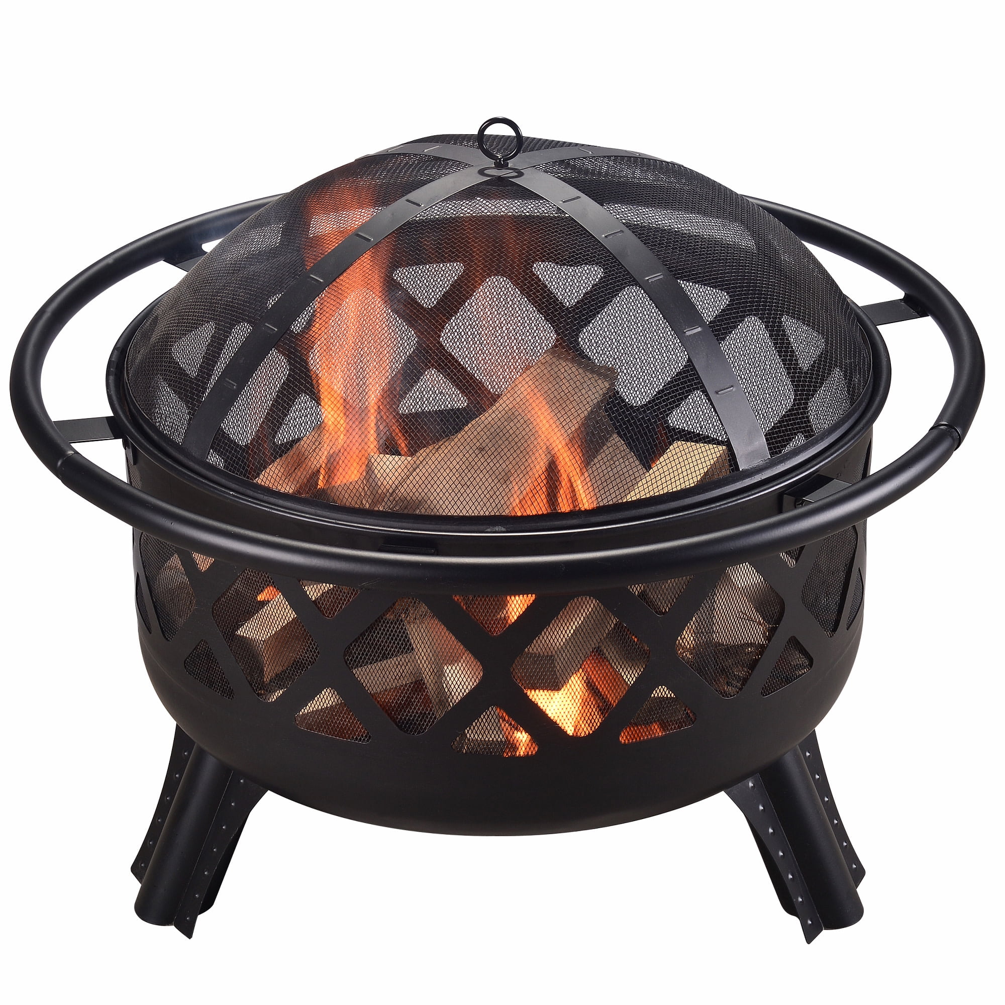 30" Black Steel Mesh Wood Burning Fire Pit