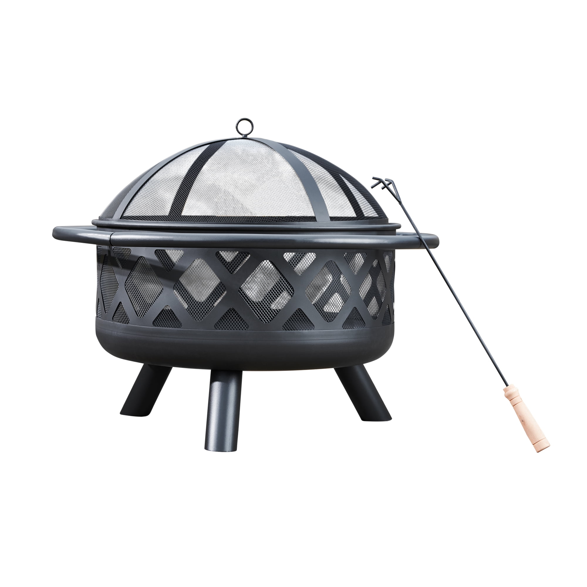 30" Black Steel Mesh Wood Burning Fire Pit