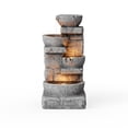 thumbnail image 1 of Teamson Home Cascading Stacked Stones Patio Water Fountain, Warm LED Light with Adjustable Flow & Electric Pump, Gray, 1 of 11