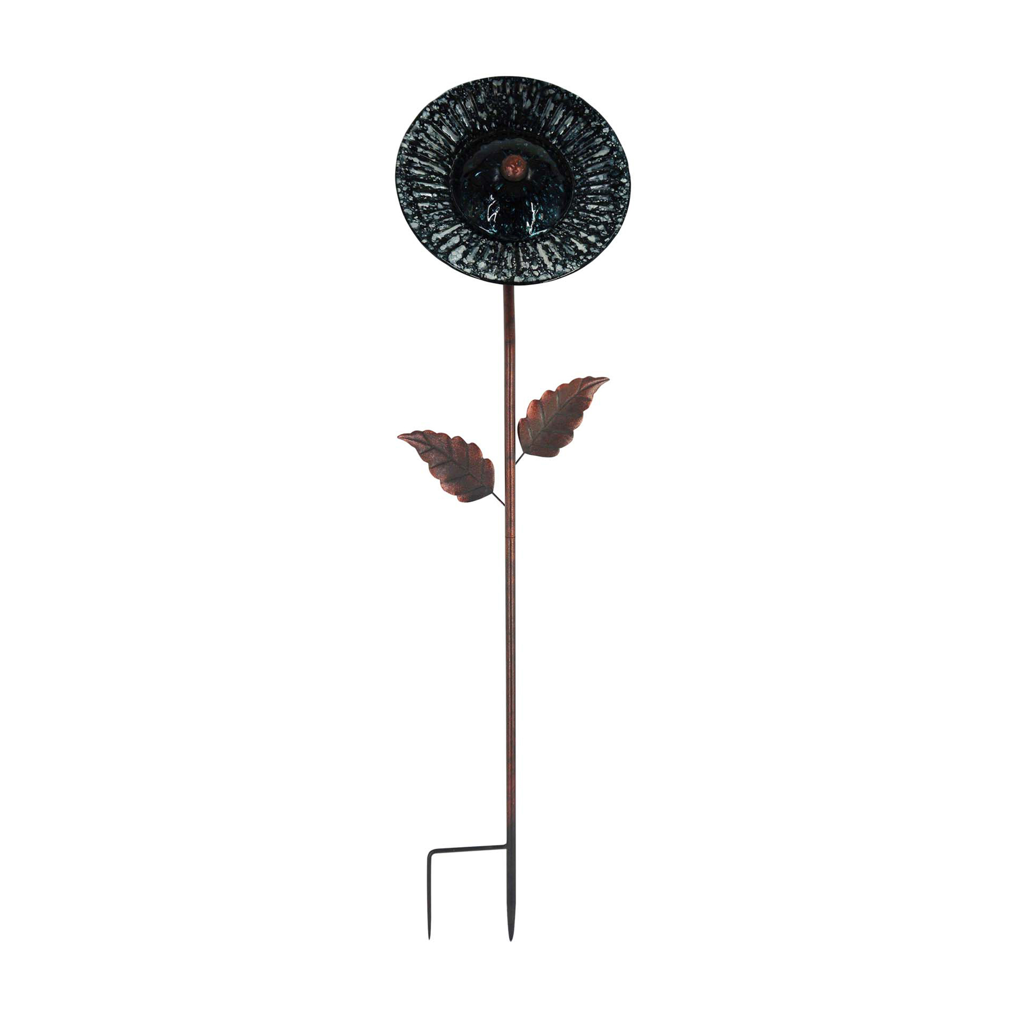 Peaktop - Outdoor 10-inch Solar Handpainted Sunflower Garden Stake-Blue and Black