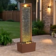 thumbnail image 1 of Teamson Home 38.5" Faux Slate Contemporary Outdoor LED Waterfall Fountain with Pebble Base, Red Rock, 1 of 13