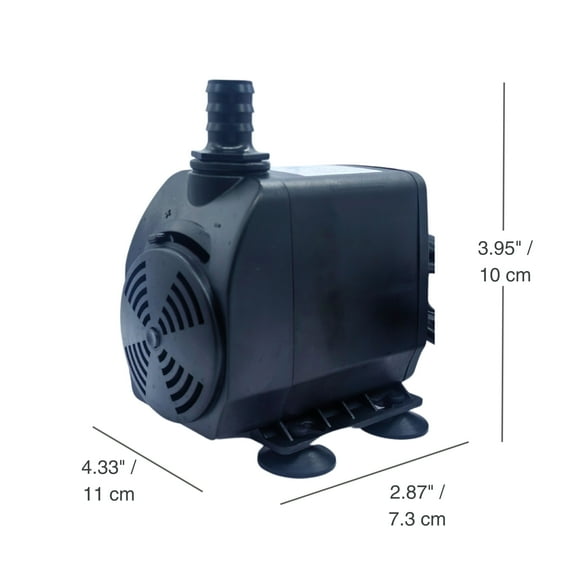 Teamson Home 635 GPH 50W Adjustable Submersible Water Pump with a 6 ft. Power Cord and 3 Different Nozzles for Fish Tank, Pond, Aquarium, Fountains, and Hydroponic Systems, Black