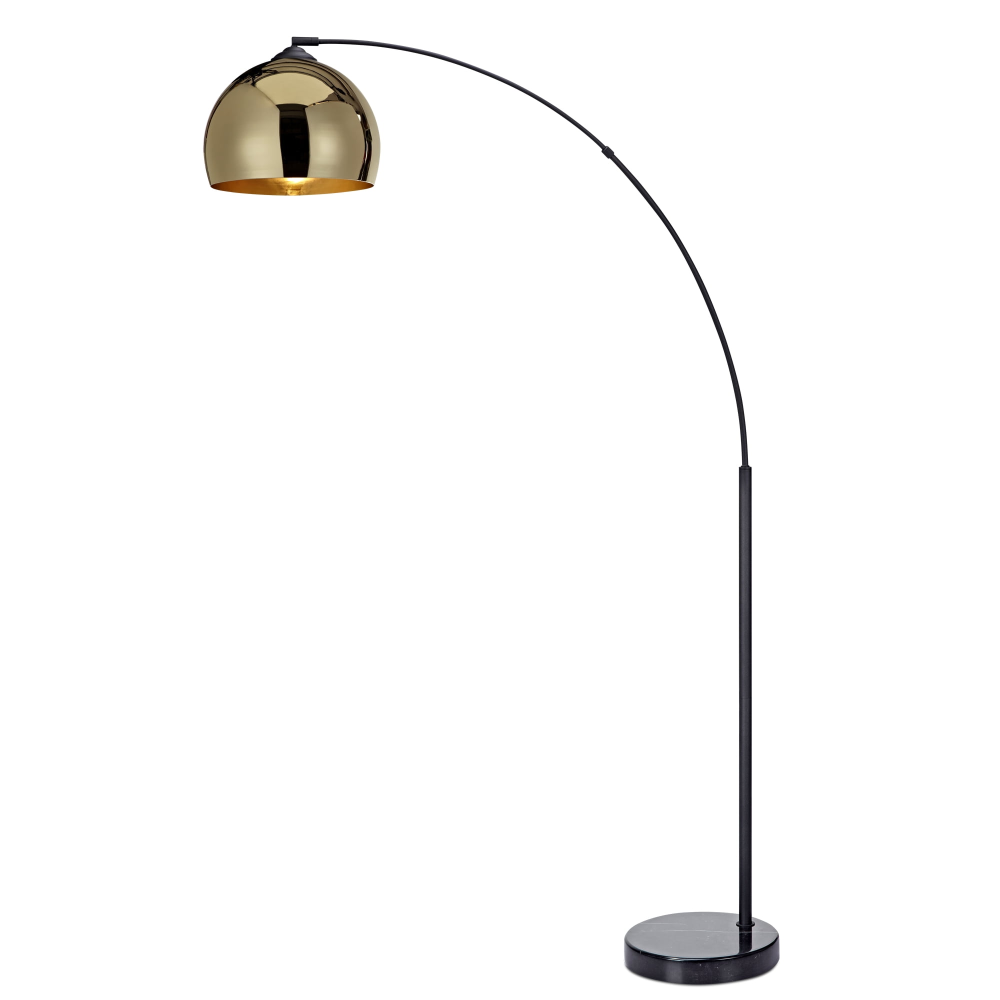 Adjustable Gold Arc Floor Lamp with Faux Marble Base