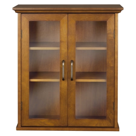 Teamson Home Avery 2-Door Wall Storage Cabinet with Adjustable Shelves, Antique Brass Handles