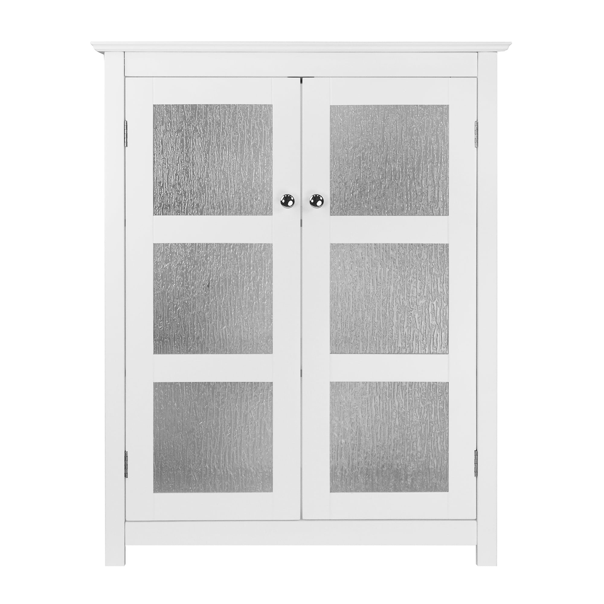 Connor Classic White Floor Cabinet with Textured Glass Doors