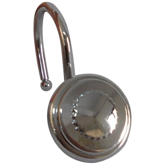 Teamson Home Bathroom Shower Curtain Hooks Set 12 Cap Chrome HK40127