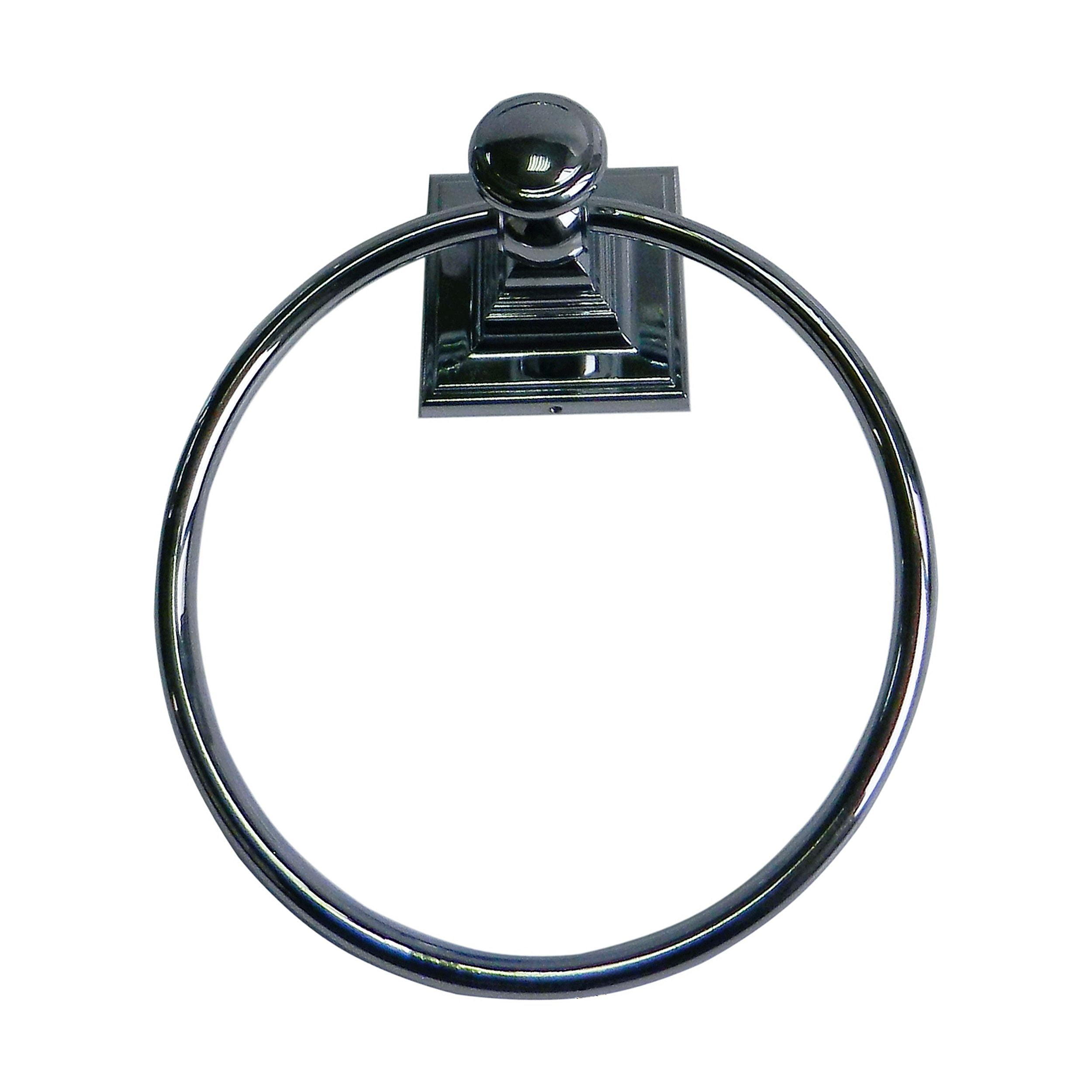 Teamson Home Bathroom Towel Ring Holder Square Mount Chrome BH60064