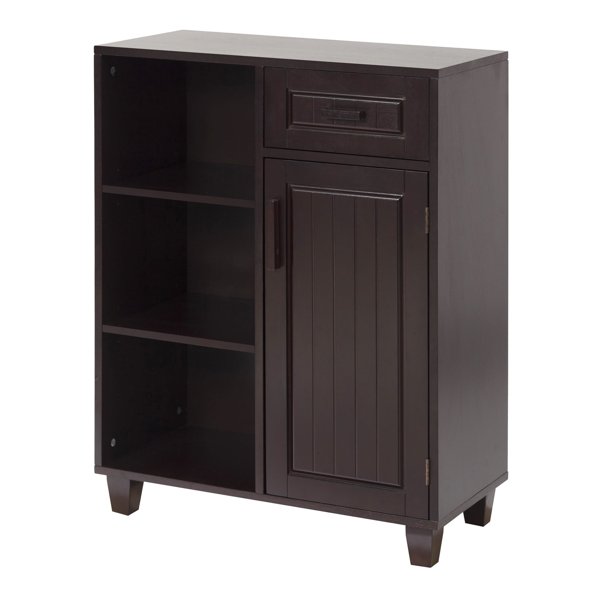 Espresso Finish Adjustable Shelving Traditional Bathroom Cabinet