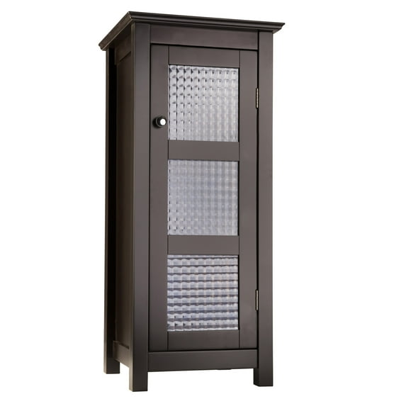Teamson Home Chesterfield Freestanding Floor Accent Cabinet with Waffle Glass Panel, Espresso