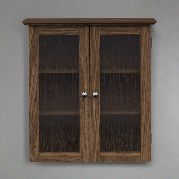 Teamson Home Connor Removable Two-Door Wall Cabinet with Adjustable Shelves, Walnut