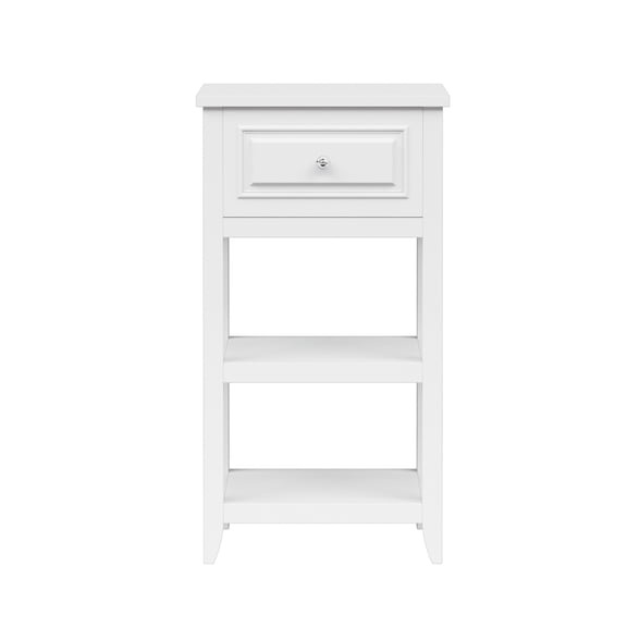 Teamson Home Dawson Side Table with Drawer and Open Shelves, White