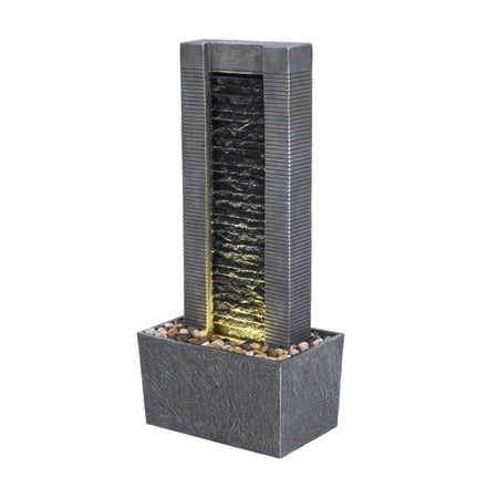Teamson Home Demeter LED Waterfall Fountain, 29" LED Garden & Patio Water Feature