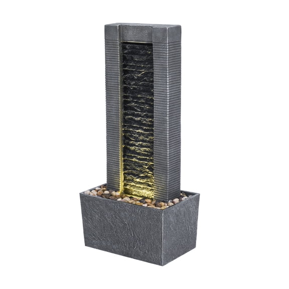 Teamson Home Demeter LED Waterfall Fountain, 29" LED Garden & Patio Water Feature