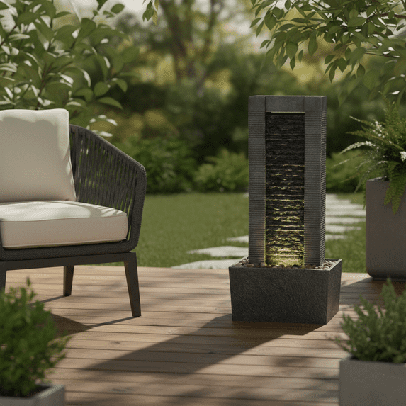 Teamson Home Demeter LED Waterfall Fountain, 29" LED Garden & Patio Water Feature