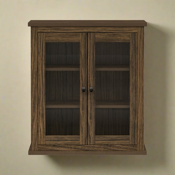 Teamson Home Donovan Removable Two-Door Wall Cabinet with Adjustable Shelves, Walnut
