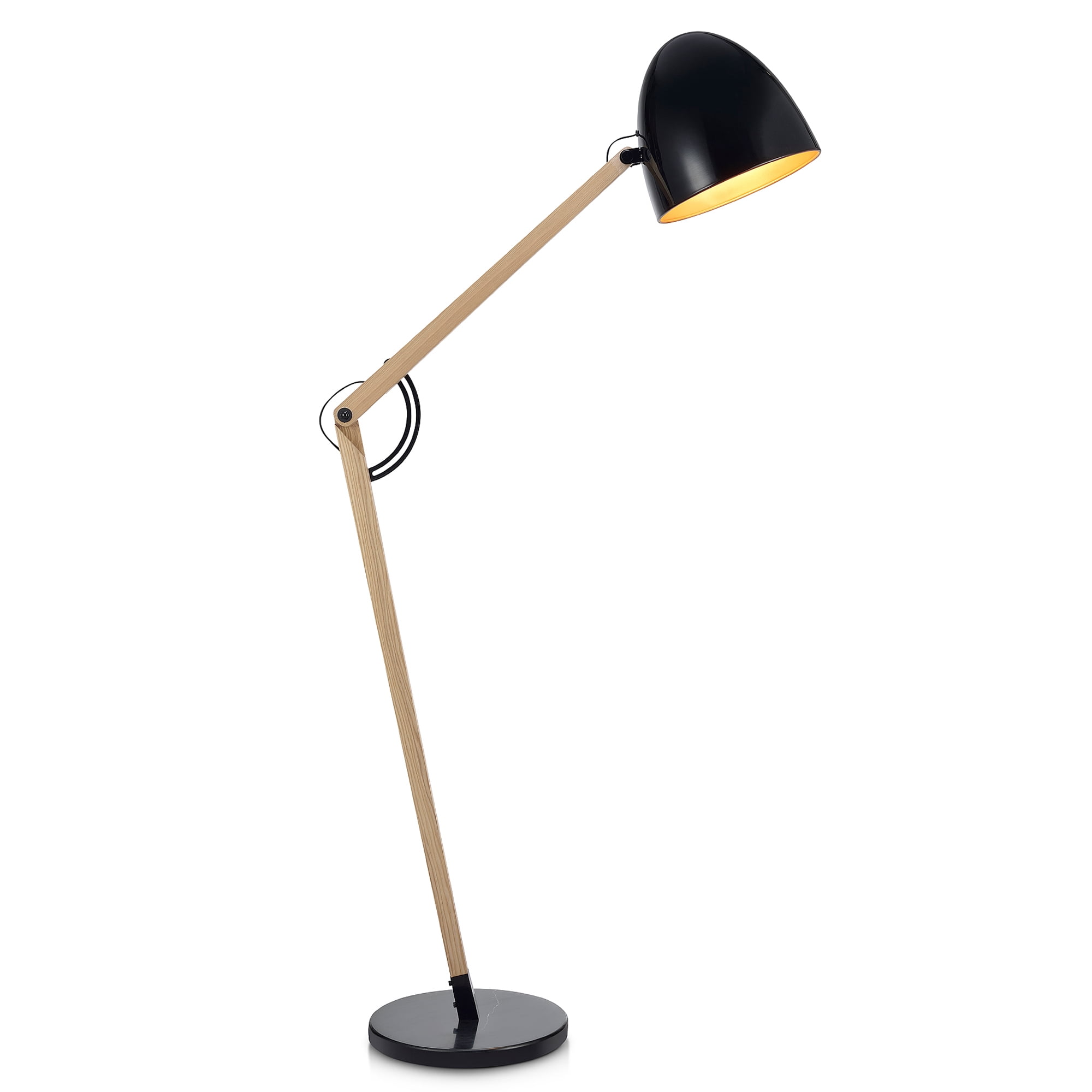 Teamson Home Floor Lamp Wooden/Metal Adjustable Brown/Black Bastone VN-L00026-A
