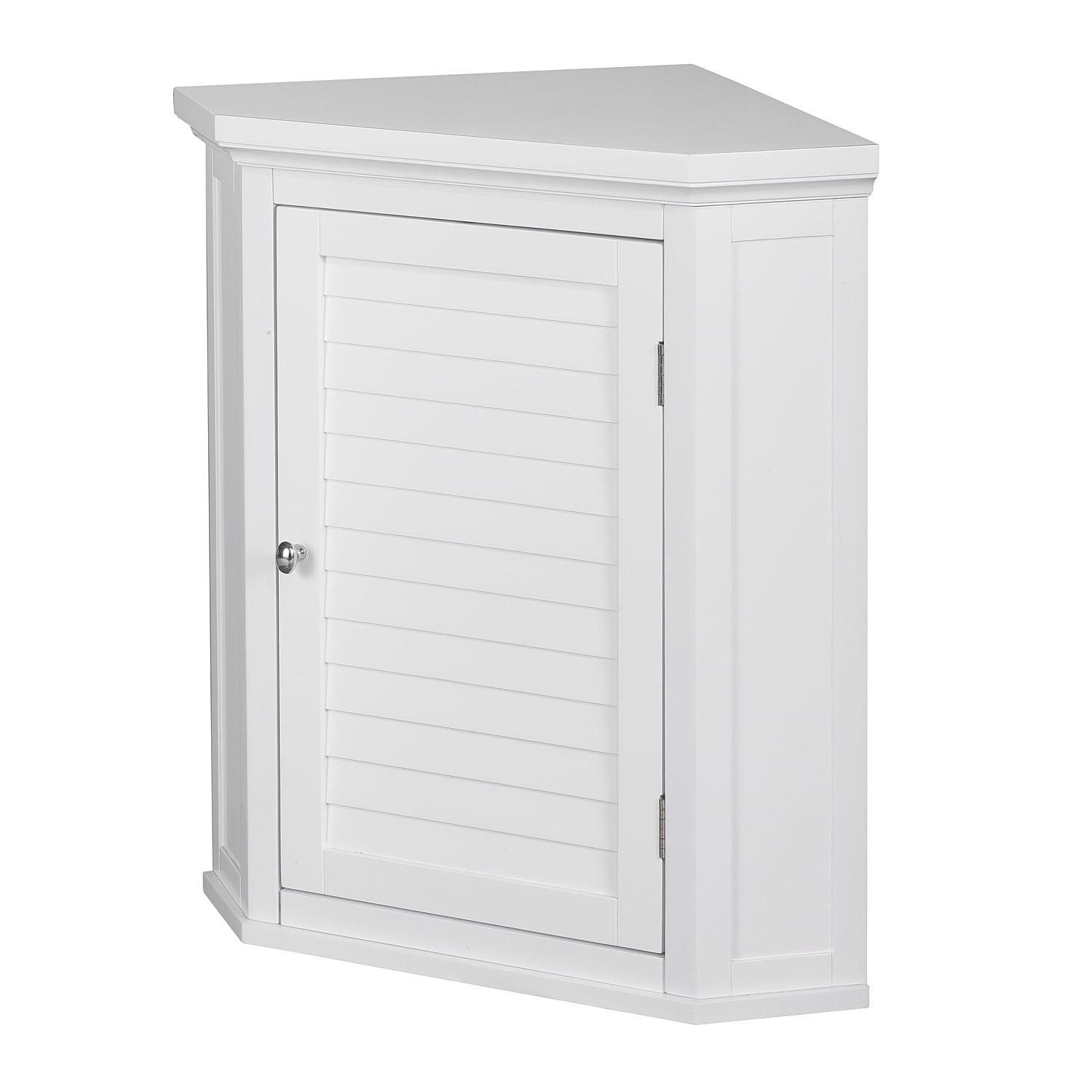 Teamson Home Glancy One Shutter Door Wooden Removable Corner Wall Cabinet, White