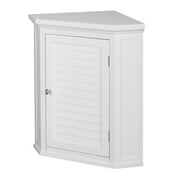 Teamson Home Glancy One Shutter Door Wooden Removable Corner Wall Cabinet, White