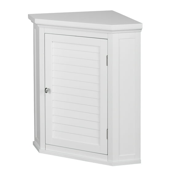 Teamson Home Glancy One Shutter Door Wooden Removable Corner Wall Cabinet, White