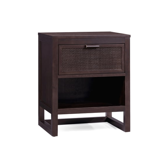 Hatteras Nightstand with 1 Drawer and Open Shelf Storage, Espresso Teamson Home: Deep Drawer and Coastal Modern Style
