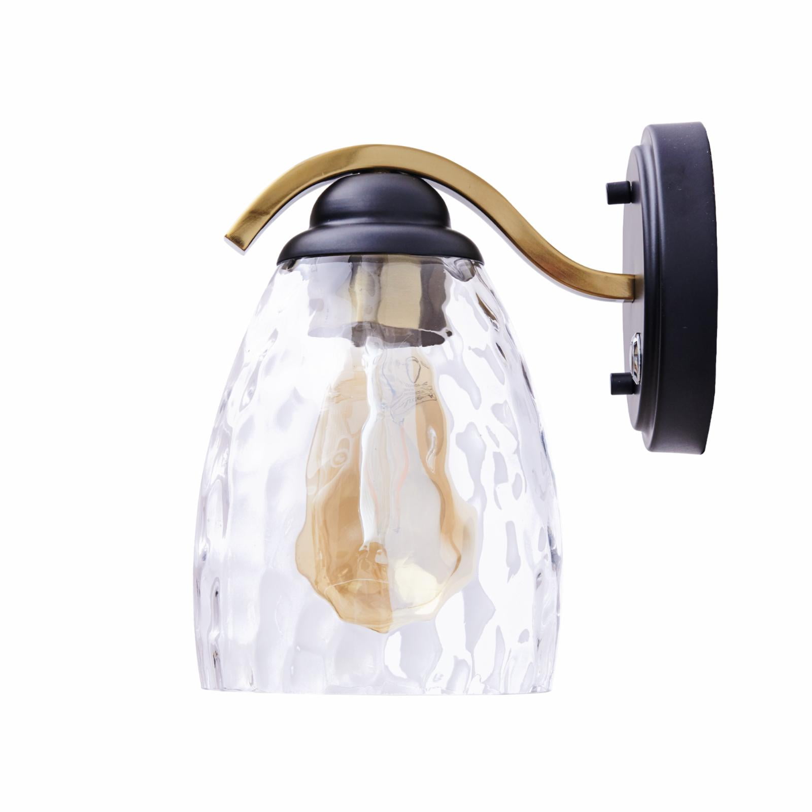 Teamson Home Heidi Dimmable 1-Light Armed Wall Sconce, Black/Brass