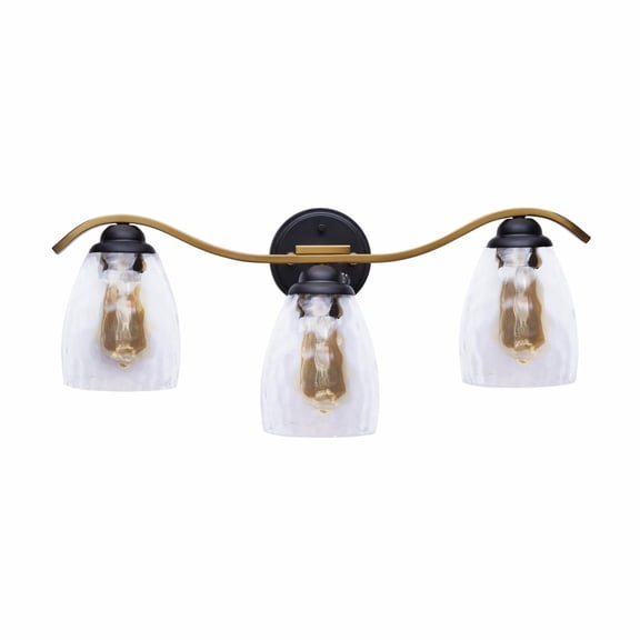 Teamson Home Heidi Dimmable 3-Light Bathroom Vanity Light, Black/Brass