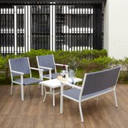 Peaktop Indoor/Outdoor 4-Piece Coastal Wicker Patio Table and Chairs