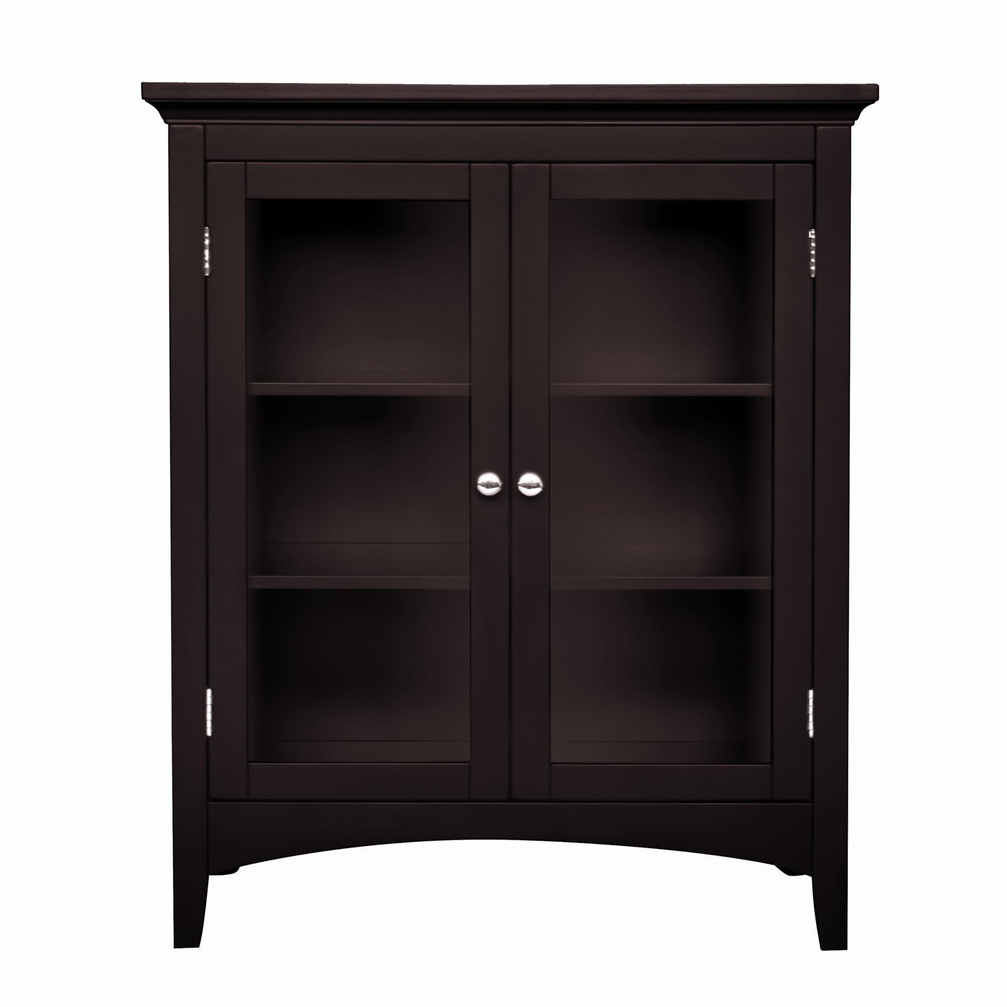 Madison Dark Espresso MDF Bathroom Floor Cabinet with Glass Doors