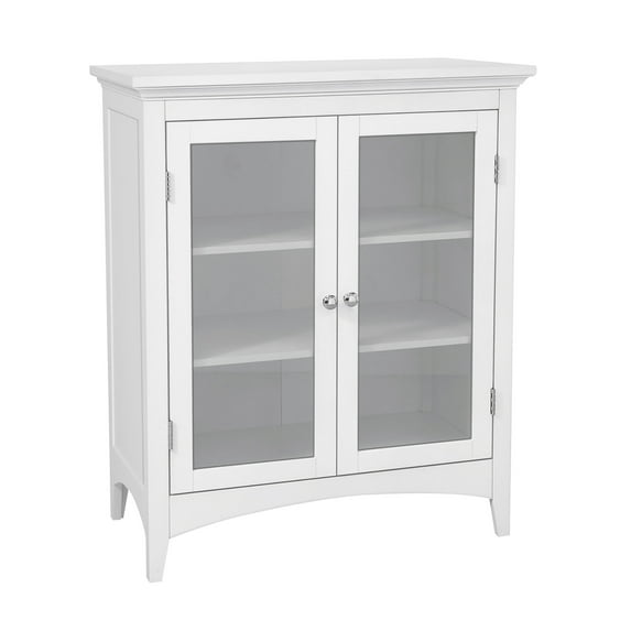 Teamson Home Freestanding Two-Door Floor Accent Cabinet with Tempered Glass Panels, White