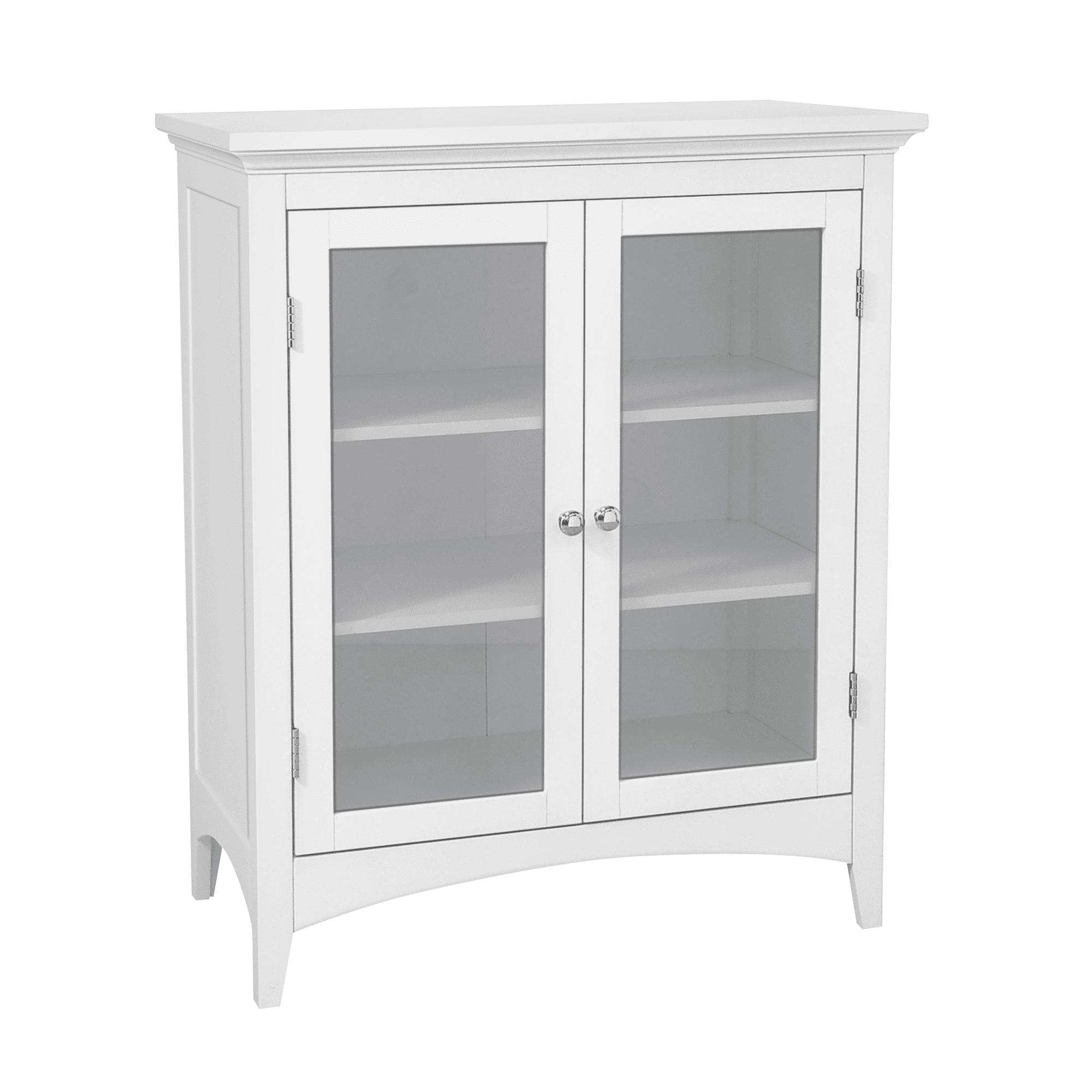 Teamson Home Madison Wooden Floor Cabinet with 2 Glass Doors White