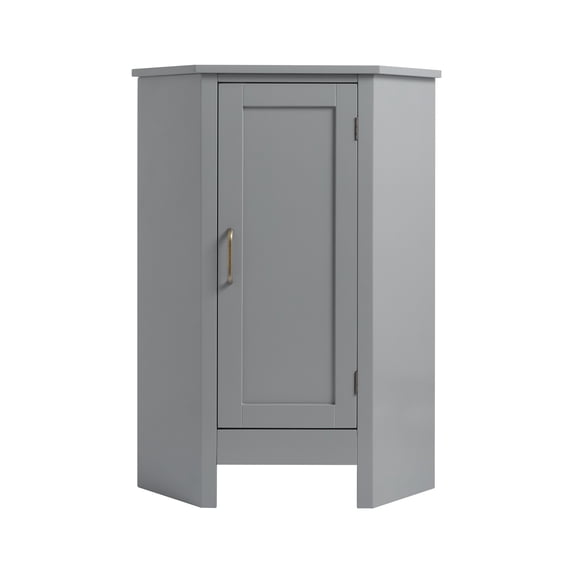 Teamson Home Mercer Freestanding Corner Floor Accent Cabinet, Gray