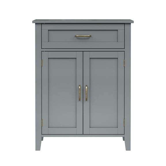 Teamson Home Mercer Freestanding Two-Door Floor Storage Accent Cabinet with Top Drawer, Gray