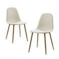 thumbnail image 1 of Teamson Home Minimalist Fabric Chair Seating Beige Fabric Wood Grain Legs Set of 2 For Kitchen Dining Living Room Reading Bedroom Office, 1 of 6