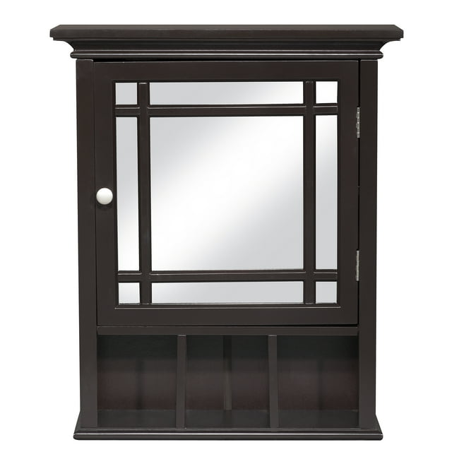 Teamson Home Neal Removable Wooden Medicine Cabinet with Mirrored Door, Espresso