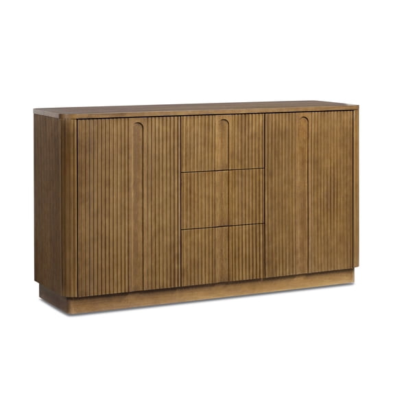 Teamson Home Potomac Modern Solid Wood Sideboard with Push-to-Open Storage, Adjustable Shelf, 3 Drawers & 2 Cabinets