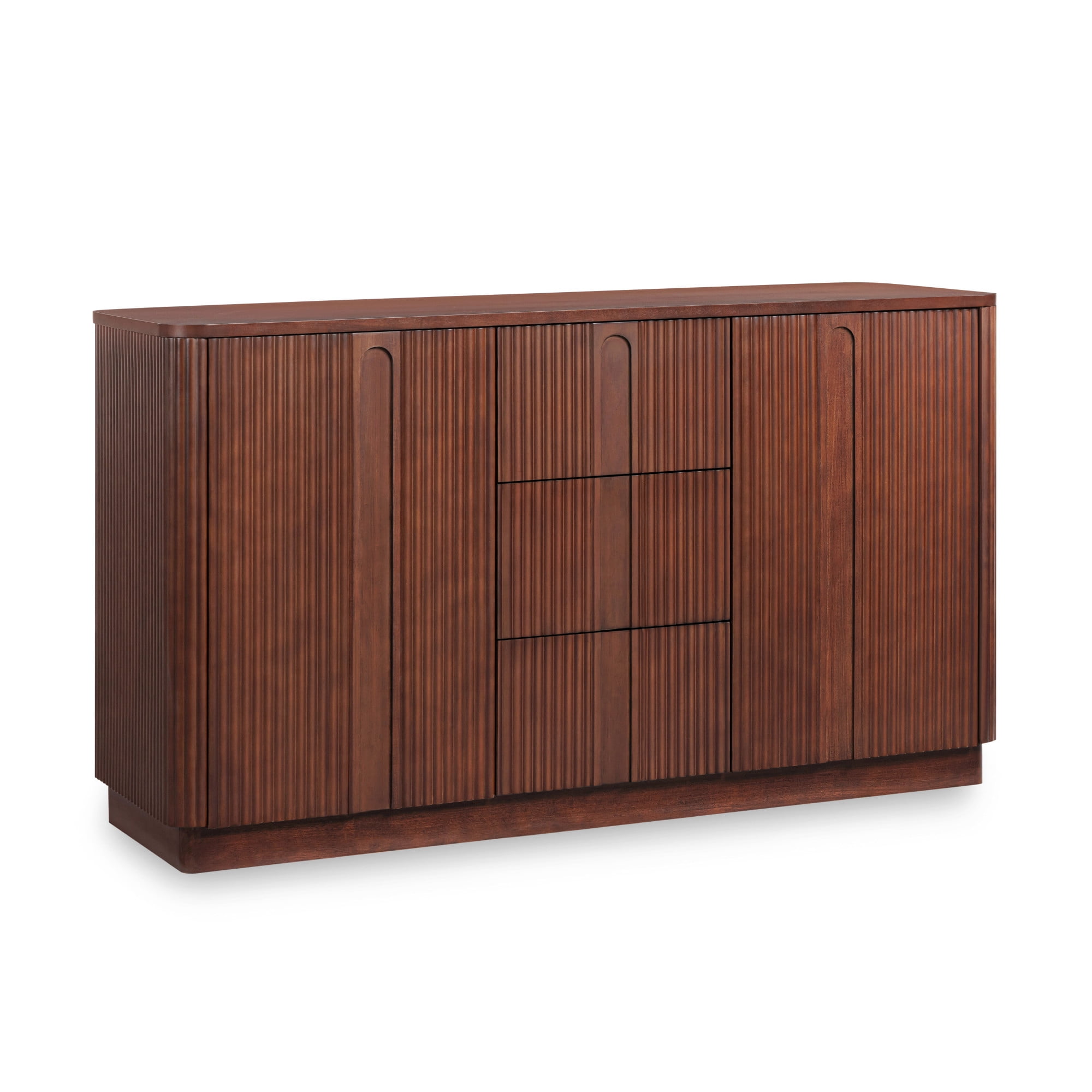 Teamson Home Potomac Modern Solid Wood Sideboard with Push-to-Open Storage, Adjustable Shelf, 3 Drawers & 2 Cabinets