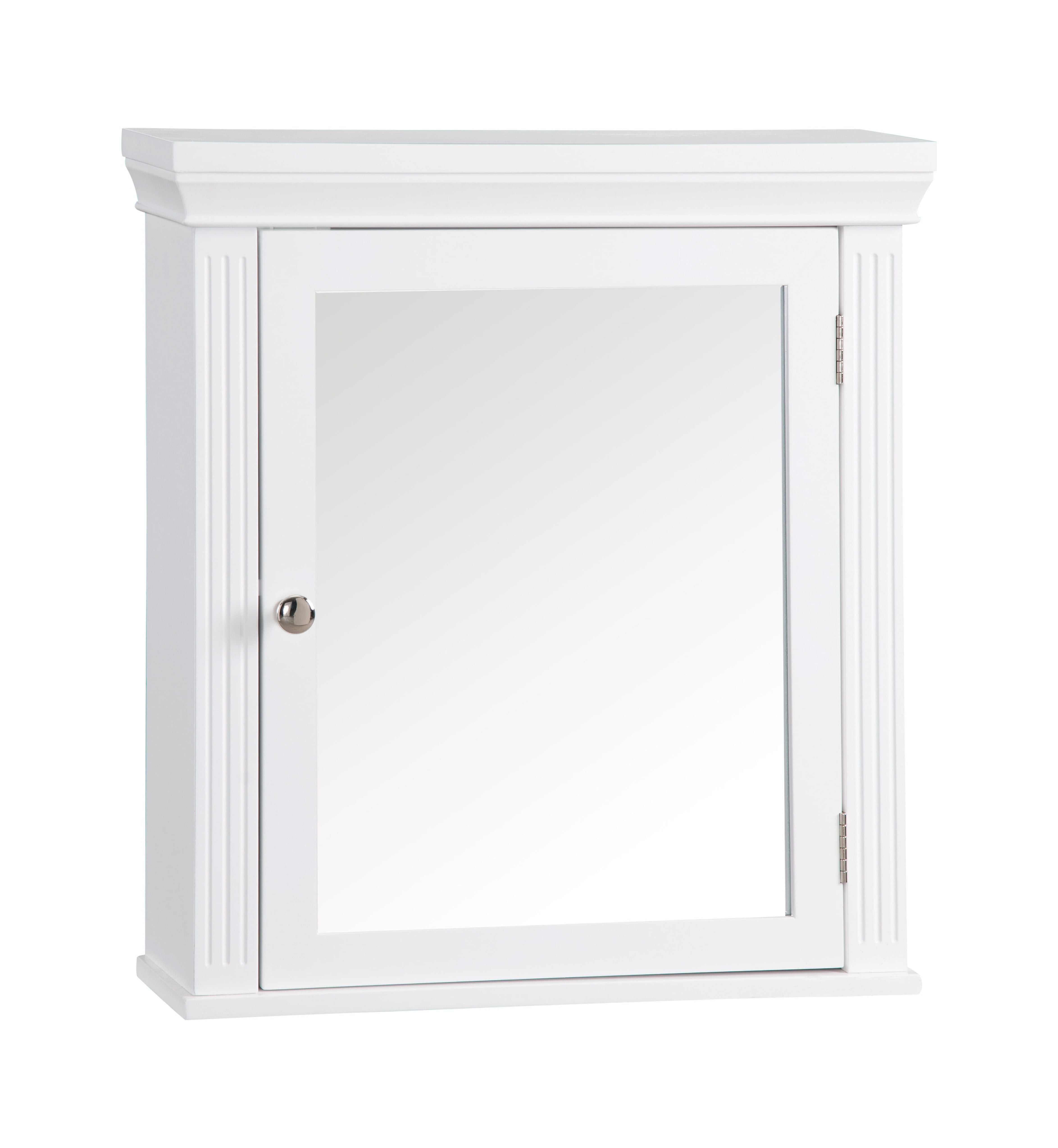 Crown Molded Top White Engineered Wood Medicine Cabinet