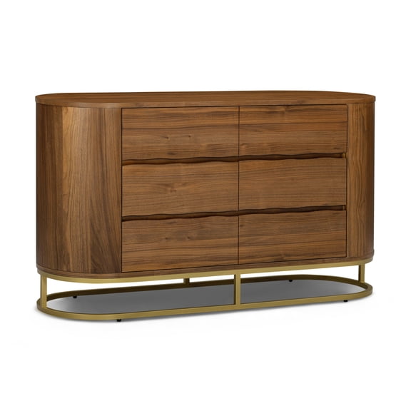 Teamson Home Seneca Modern 6-Drawer Dresser with Storage & Elevated Metal Base
