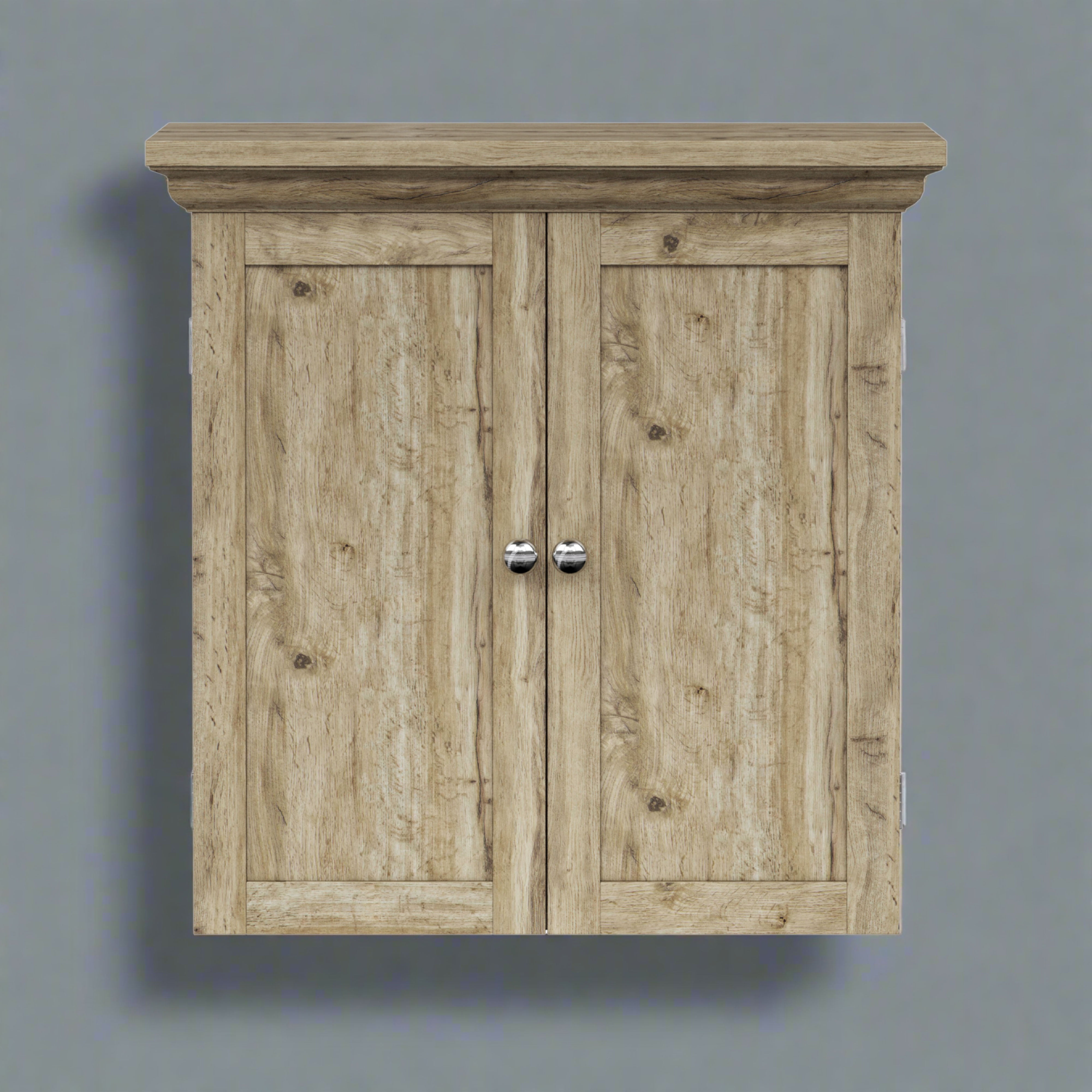 Light Oak Bathroom Wall Cabinet with Adjustable Shelves