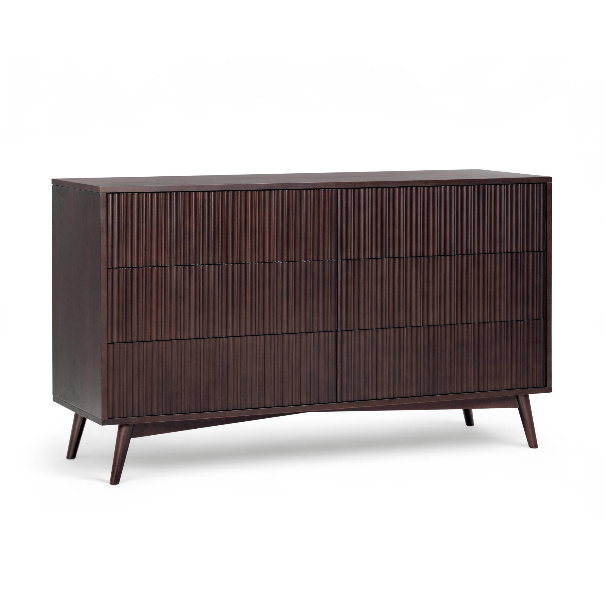 Tremolo Modern Boho 6-Drawer Dresser with Solid Wood & Contemporary Fluted Fronts - Teamson Home