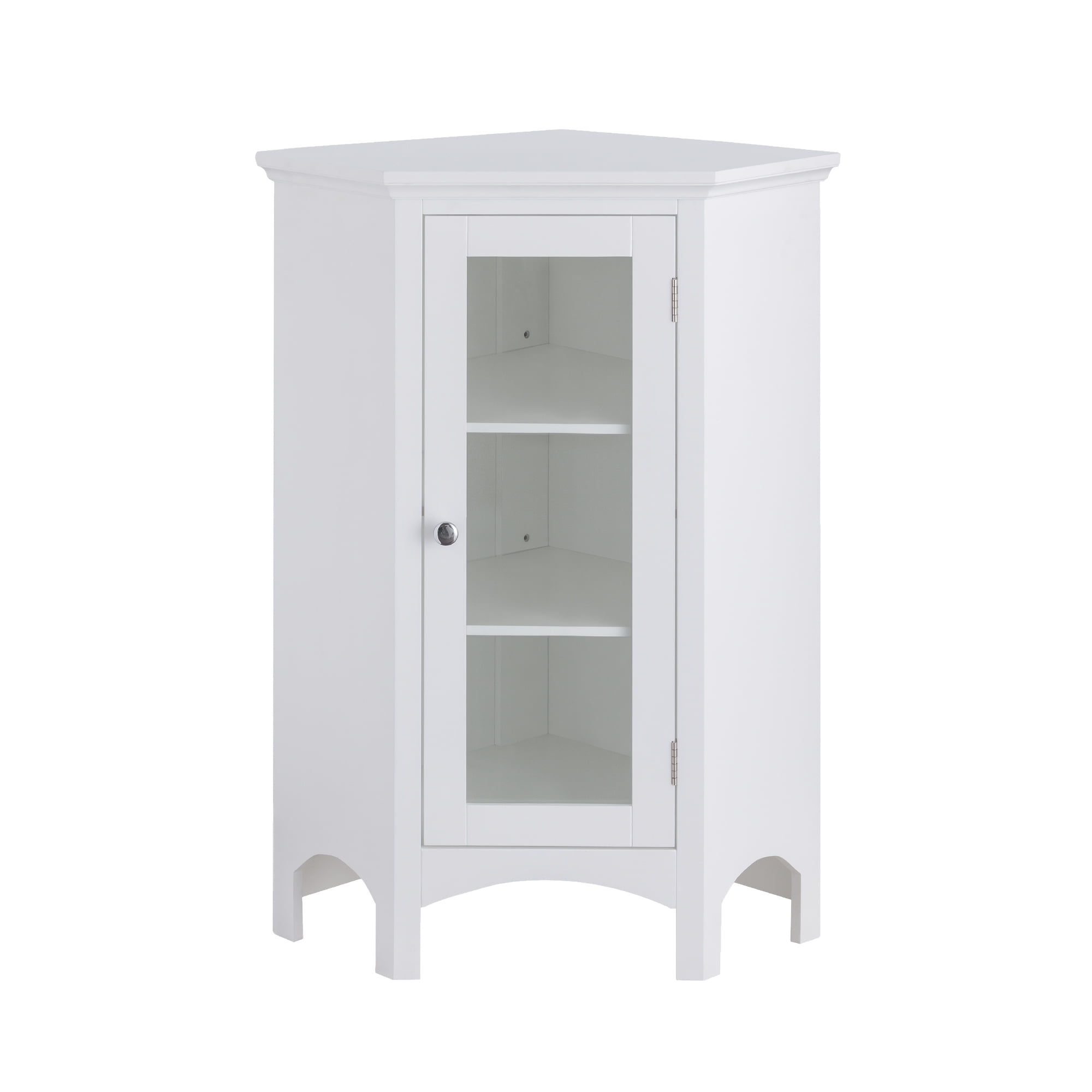 Teamson Home Wooden Bathroom Corner Floor Glass Door White 7077