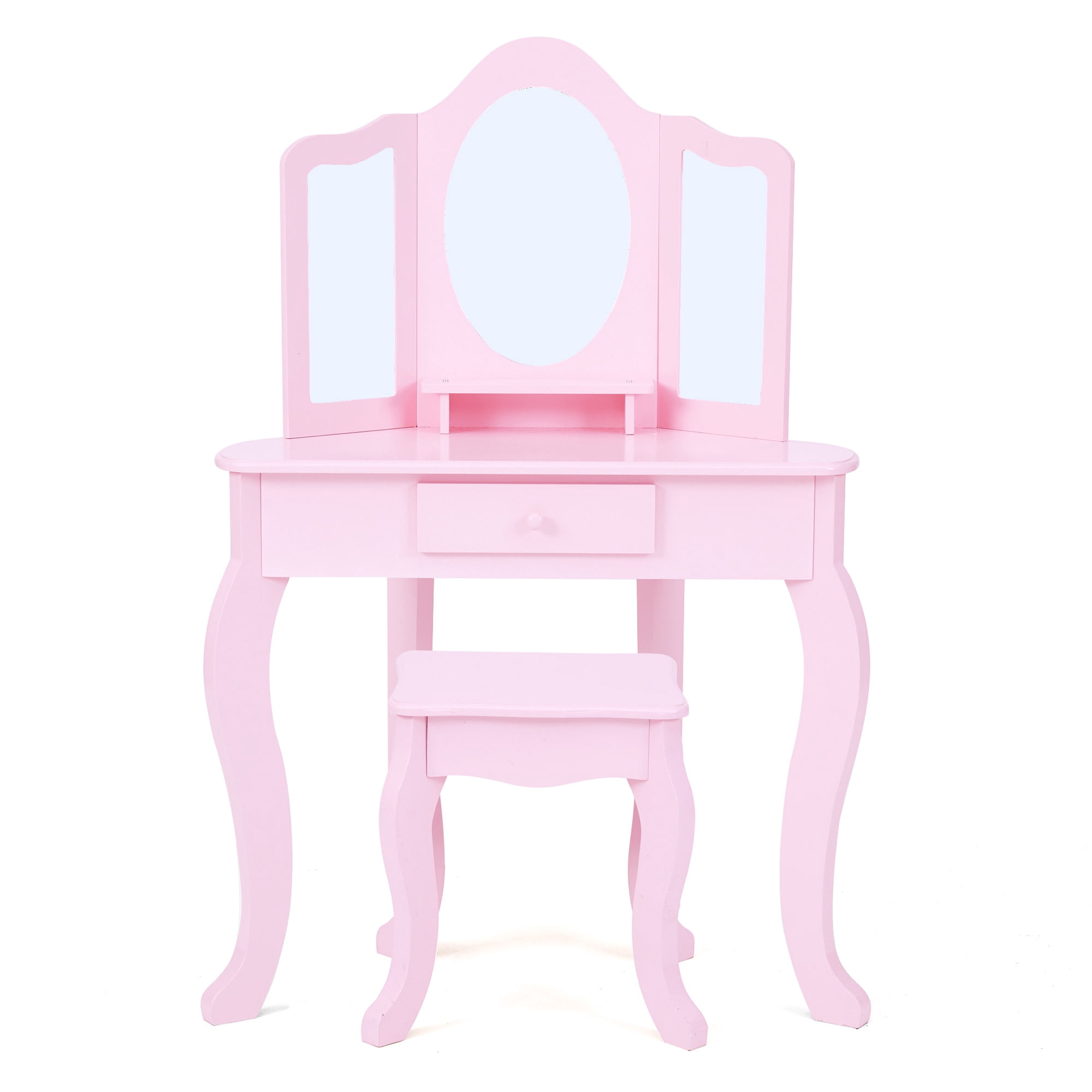 Teamson Kids Alessandra Kids Corner Vanity Table & Stool, Pink