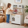 thumbnail image 1 of Teamson Kids Small Play Kitchen with Oven, Microwave, Sink, Clicking Knobs and 9 Accessories, Little Chef Boston, 1 of 10