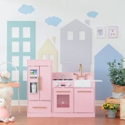Play Kitchen for Kids   Teamson Little Chef Charlotte Modular Kitchen Playset with Realistic Stove and Sink, Pink/Gold