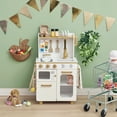 thumbnail image 1 of Teamson Kids Little Chef Memphis Wooden Play Kitchen with 16 Accessories, Faucet, Oven & Storage, White/Gold, 1 of 9
