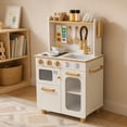 thumbnail image 1 of Teamson Kids Wooden Play Kitchen Set with 16 Accessories, Extendable Faucet, White and Gold Compact Wooden Play Kitchen with Oven, Sink and Storage, 1 of 10